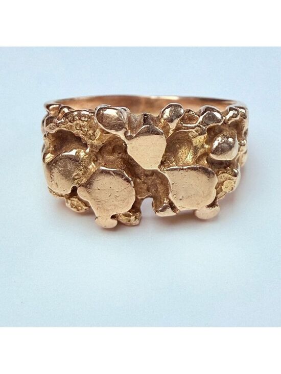 Jewelry - Estate 14K Solid Yellow Gold 11.5mm Nugget Signet Vintage Mens Pinky Ring Size 7
